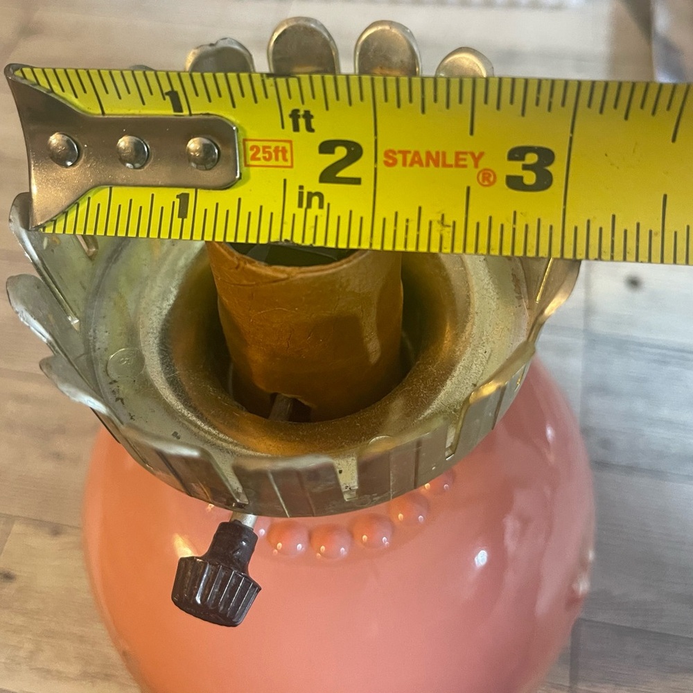 Vintage Pink Glass Lamp.  Missing top diffuser/globe - Picture 8 of 8